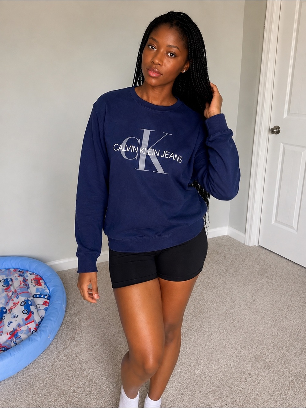 Calvin Klein Jeans Navy and White CK Logo Sweatshirt